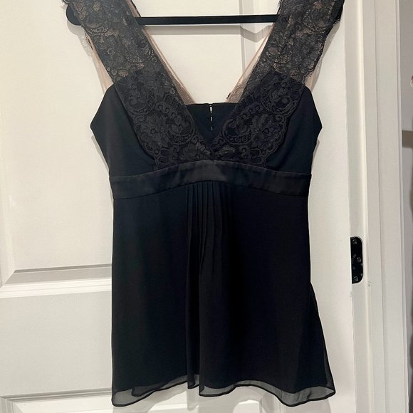BCBG Lace Black Silk Top, Small - Picture 6 of 6